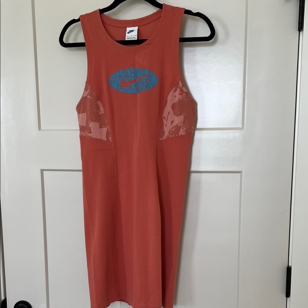 Nike Coral Sleeveless Dress with Blue Logo